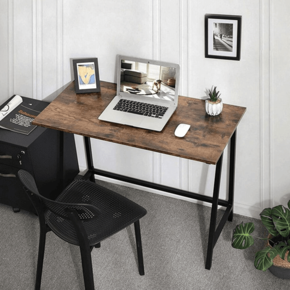 Computer Desk with Steel Frame Rustic Brown - 100cm VASAGLE Office Fast shipping On sale