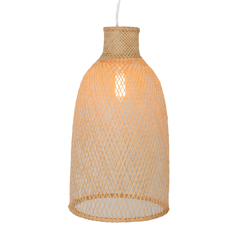 Cone Modern Oriental Wooden Hand - Woven Bamboo Pendant Lamp Light - Natural Fast shipping On sale