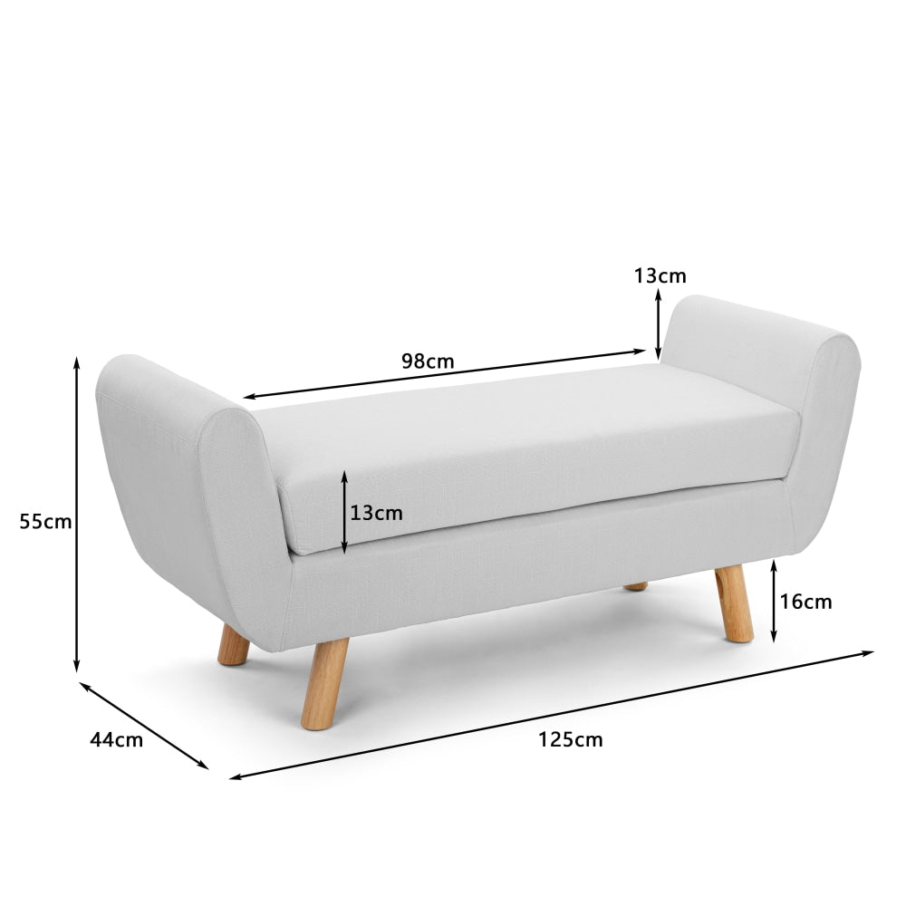 Connor Fabric Wing Ottoman Bench Foot Stool - White Fast shipping On sale