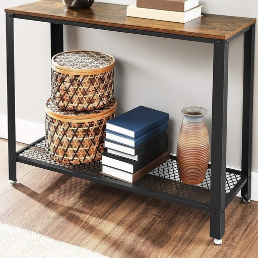 Console Table with Mesh Shelf Hall Rustic Brown Fast shipping On sale