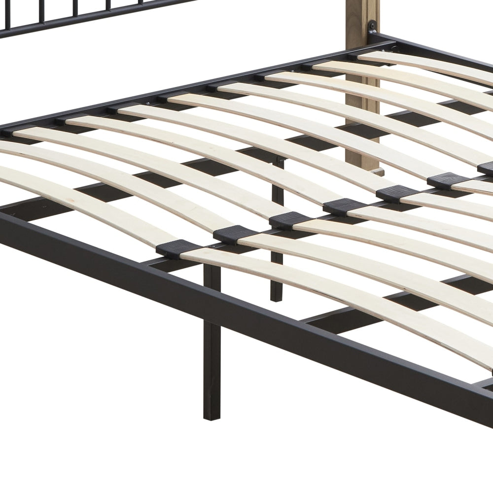 Cosmo Queen Size Bed Frame - Black Metal Maple Fast shipping On sale