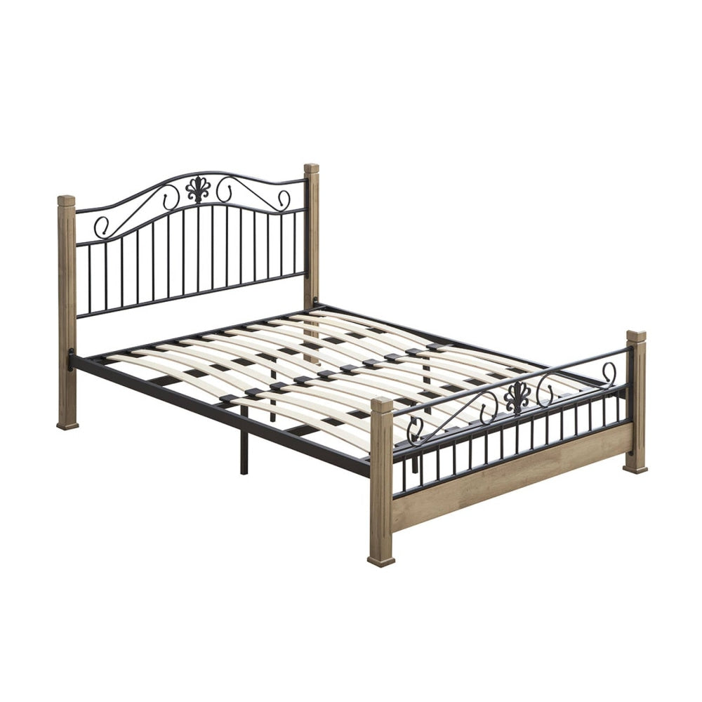 Cosmo Queen Size Bed Frame - Black Metal Maple Fast shipping On sale