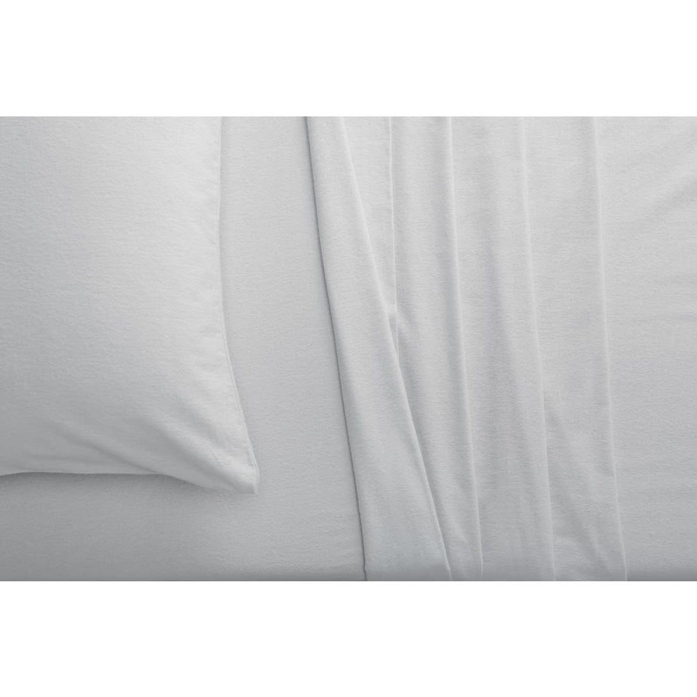 Cotton Flannelette Bed Sheet Set - Light Grey Double Fast shipping On sale