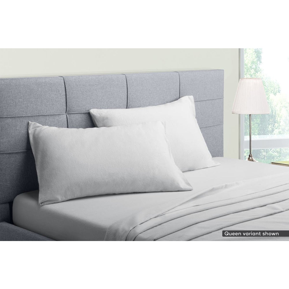 Cotton Flannelette Bed Sheet Set - Light Grey King Fast shipping On sale