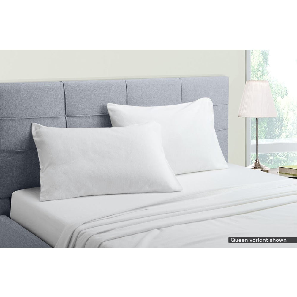 Cotton Flannelette Bed Sheet Set - White Queen Fast shipping On sale