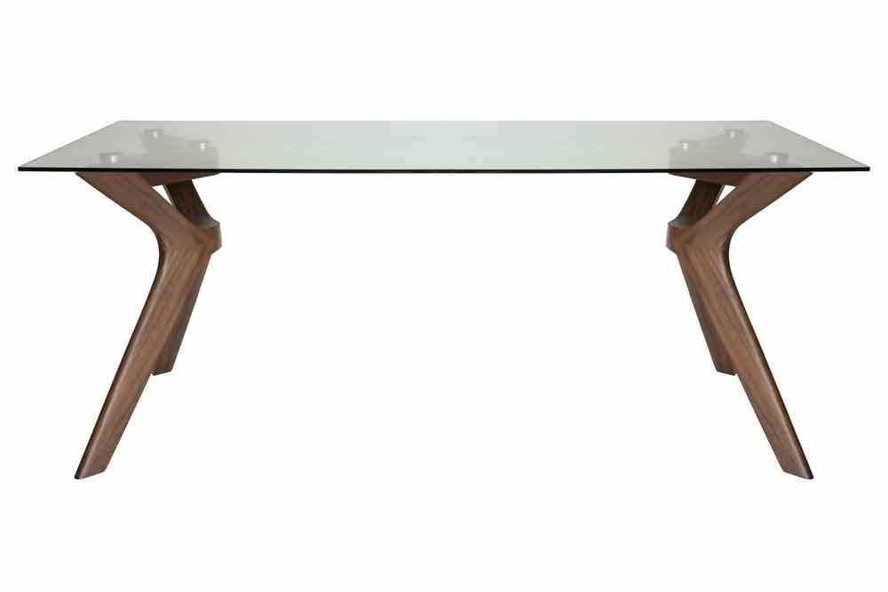 Cox Rectangular Glass Dining Table - 180cm Walnut Fast shipping On sale
