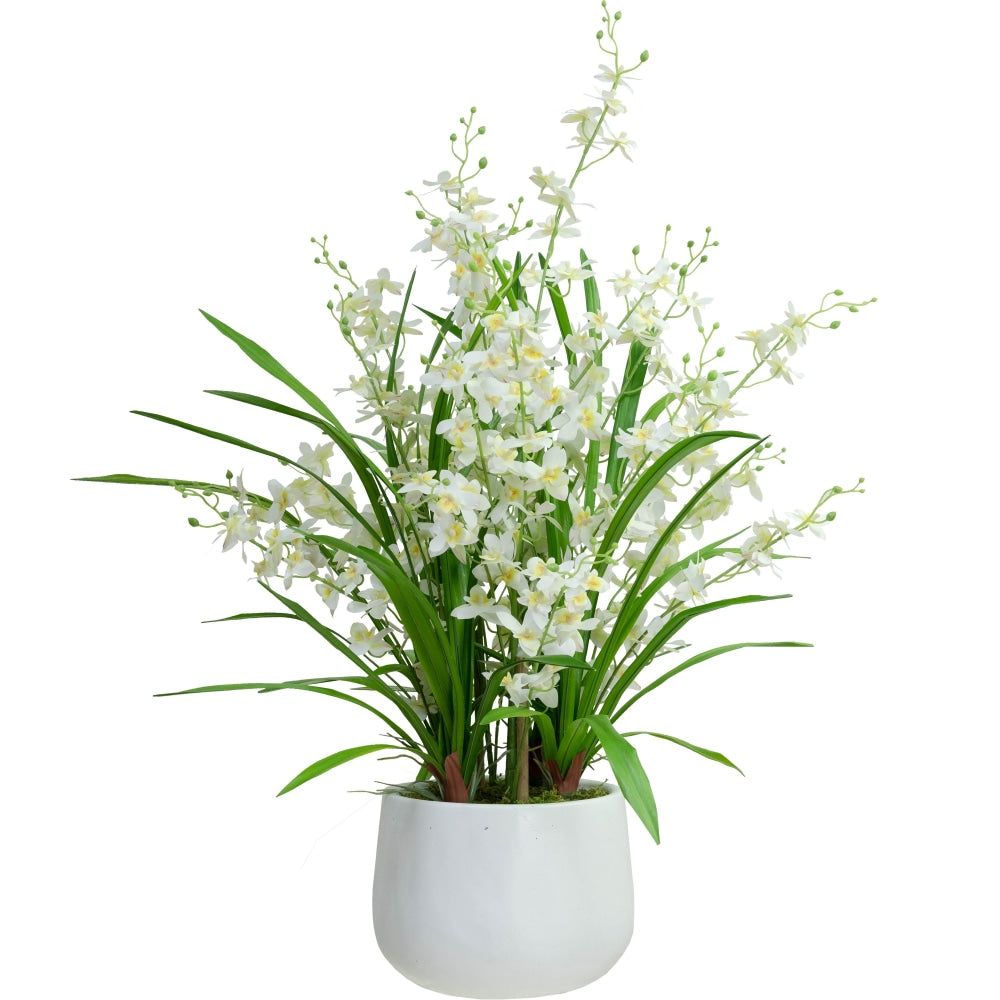 Cream Dancing Lady Orchid Artificial Fake Plant Flower Decorative 78cm In Pot Fast shipping On sale
