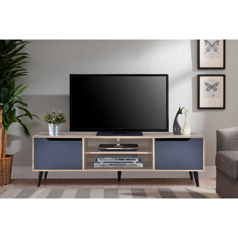 Crest Lowline Industrial Wooden Entertainment Unit TV Stand 150cm - Oak & Dark Grey Fast shipping On sale