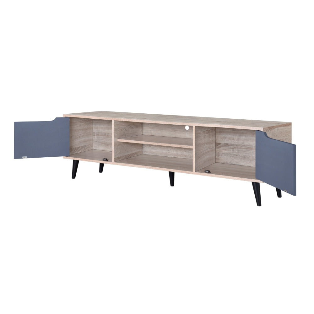 Crest Lowline Industrial Wooden Entertainment Unit TV Stand 150cm - Oak & Dark Grey Fast shipping On sale