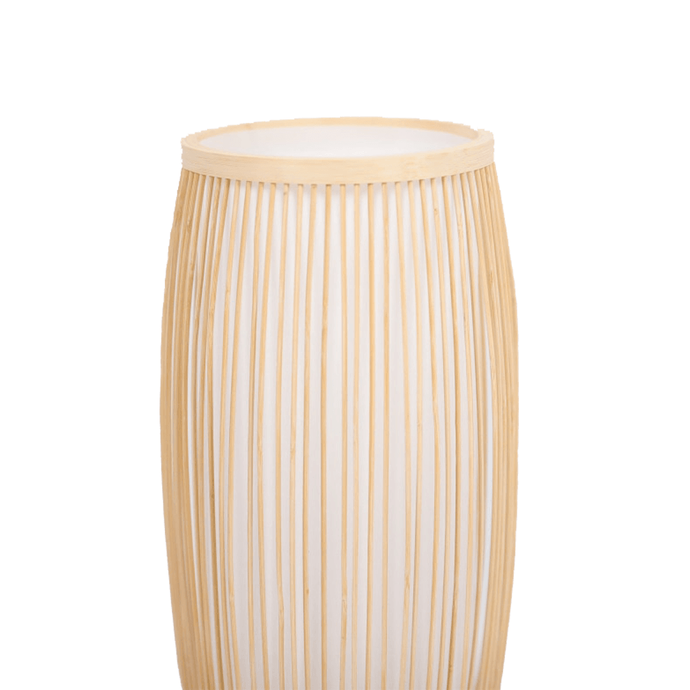 Cylinder Modern Oriental Wooden Hand-Woven Bamboo Table Lamp - Natural Fast shipping On sale