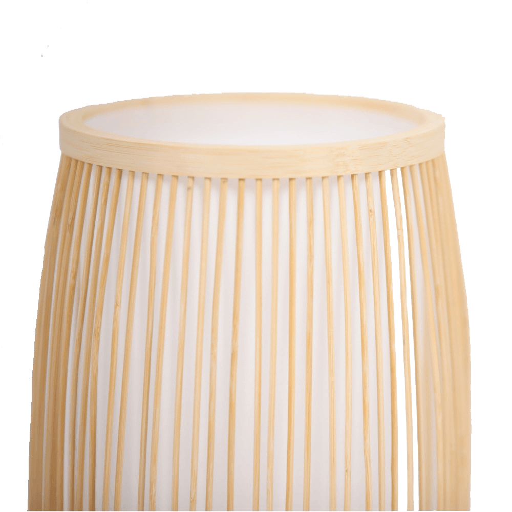 Cylinder Modern Oriental Wooden Hand-Woven Bamboo Table Lamp - Natural Fast shipping On sale