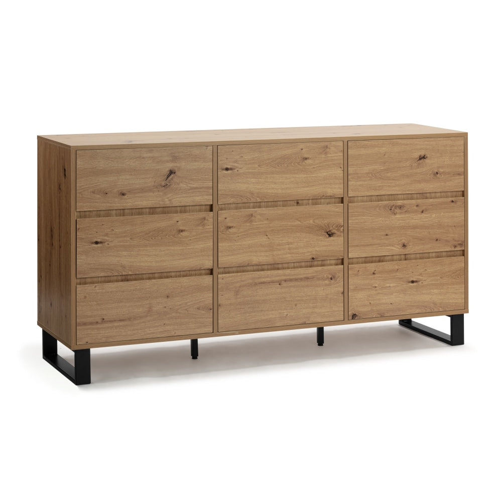 Dan Dresser Chest Of 9-Drawers Storage Cabinet - Oak/Black Drawers Fast shipping On sale