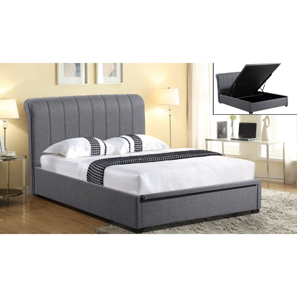 Daniela Modern Fabric Gas Lift Bed Frame Double Size - Dark Grey Fast shipping On sale