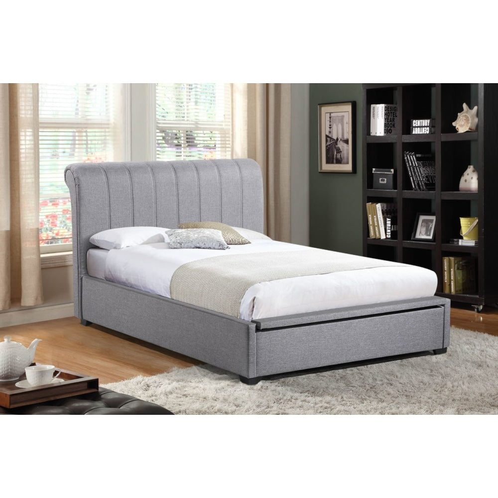 Daniela Modern Fabric Gas Lift Bed Frame Double Size - Light Grey Fast shipping On sale