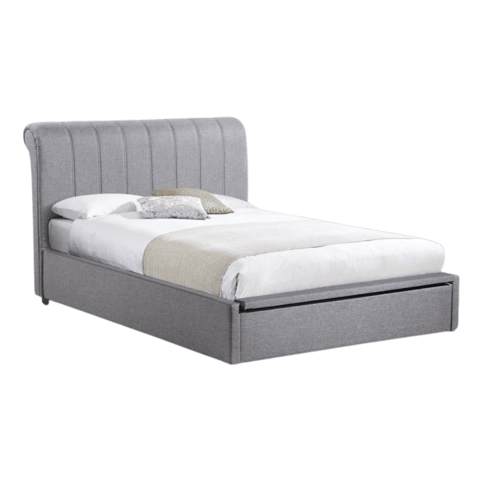 Daniela Modern Fabric Gas Lift Bed Frame Double Size - Light Grey Fast shipping On sale