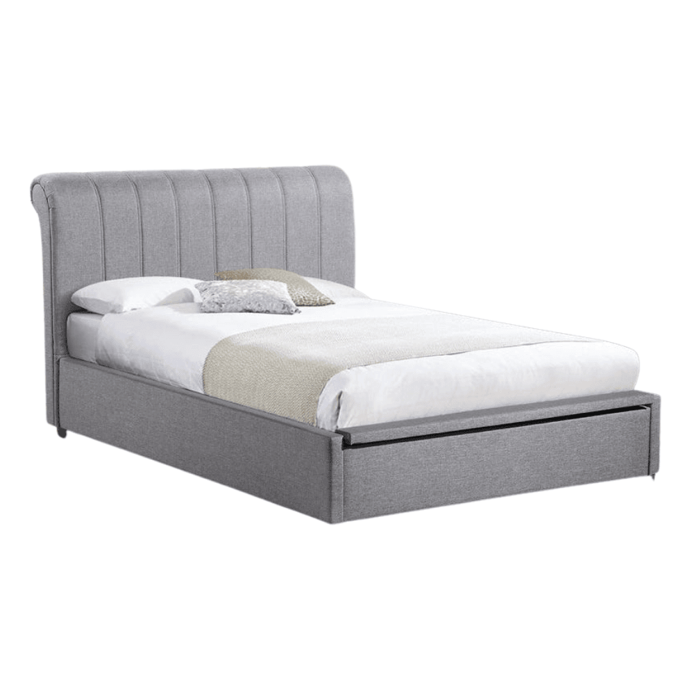 Daniela Modern Fabric Gas Lift Bed Frame Queen Size - Light Grey Fast shipping On sale
