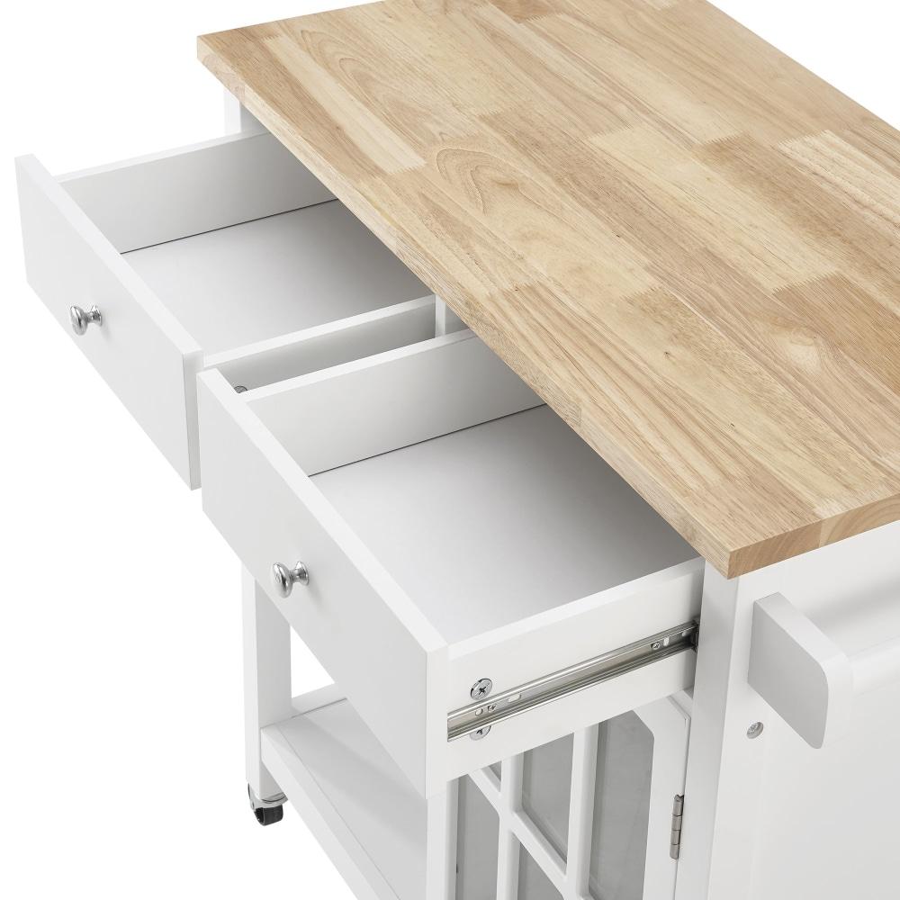 Dario 2-Drawers Kitchen Island Trolley W/ Storage - Natural / White Fast shipping On sale