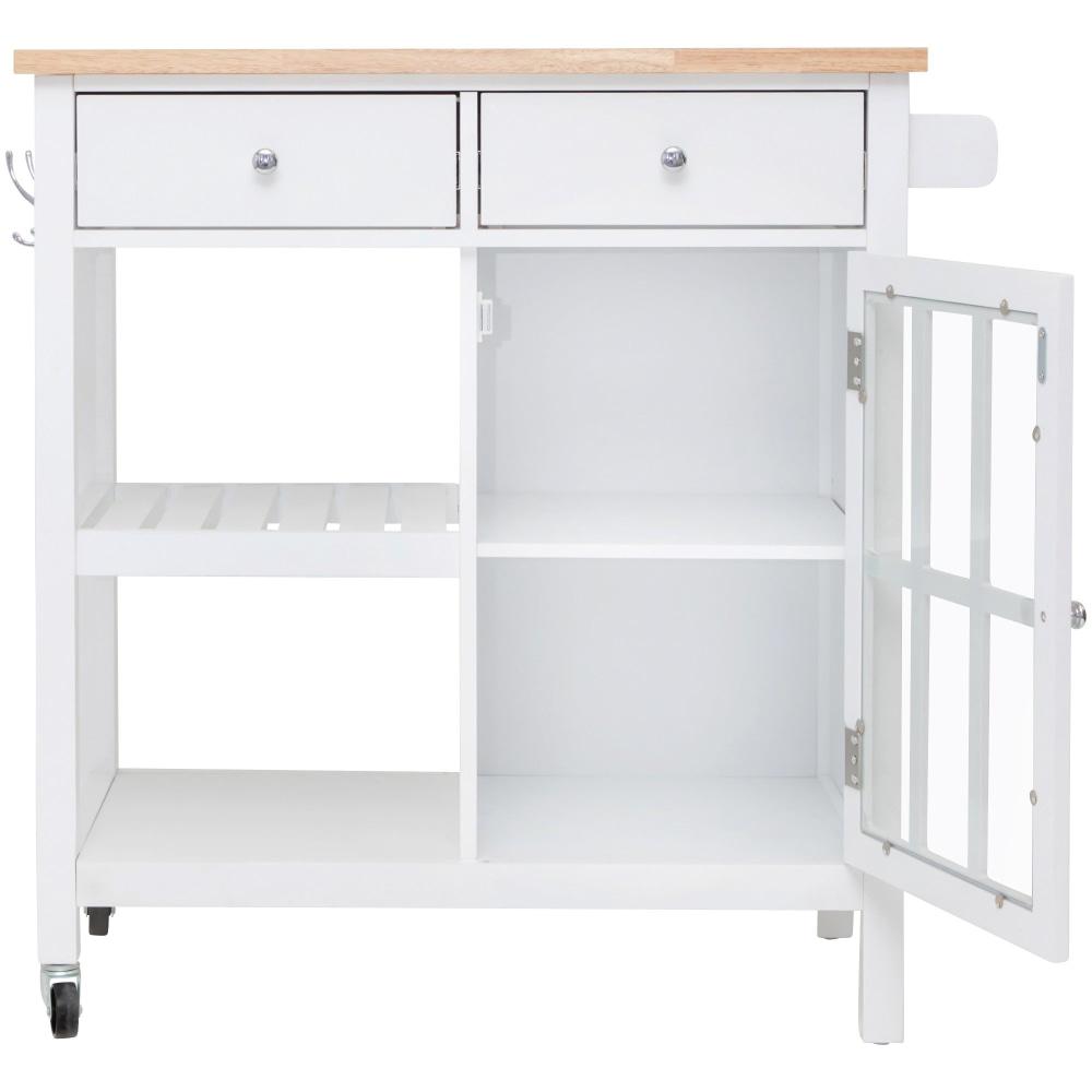 Dario 2-Drawers Kitchen Island Trolley W/ Storage - Natural / White Fast shipping On sale