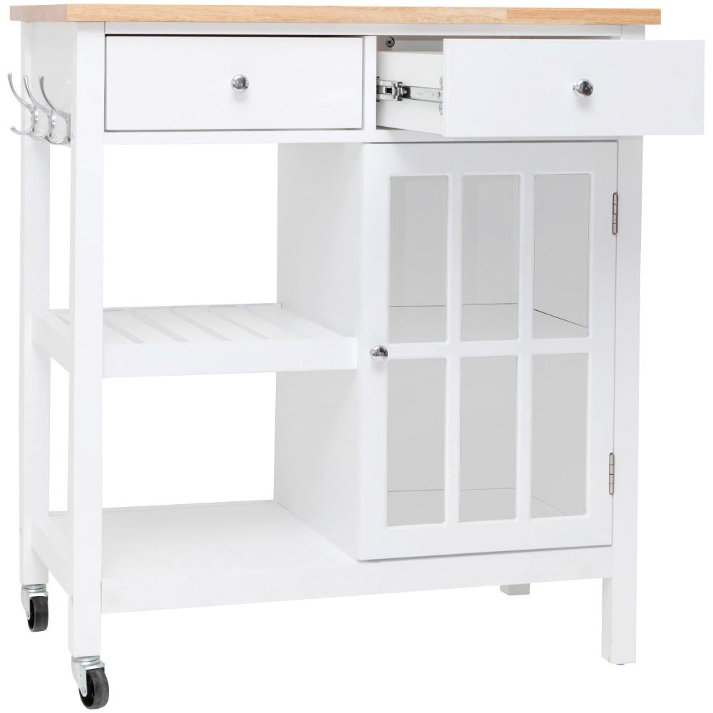 Dario 2-Drawers Kitchen Island Trolley W/ Storage - Natural / White Fast shipping On sale