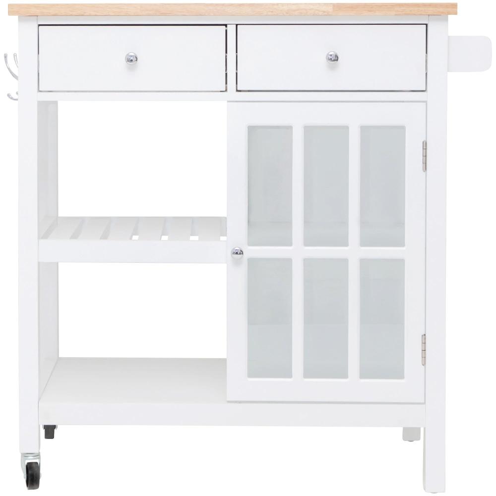 Dario 2-Drawers Kitchen Island Trolley W/ Storage - Natural / White Fast shipping On sale