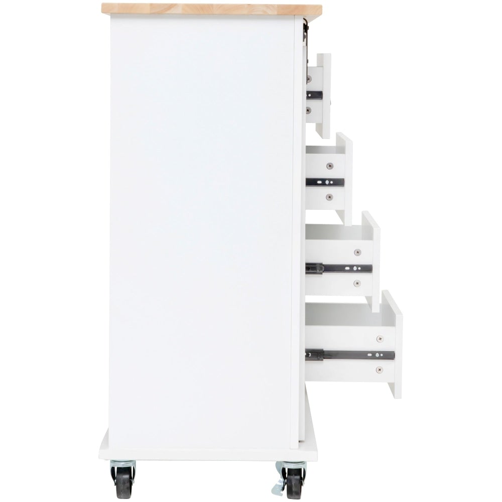 Dario Kitchen Trolley Island Storage Cabinet W/ 4-Drawer 1-Door - Natural & White Fast shipping On sale