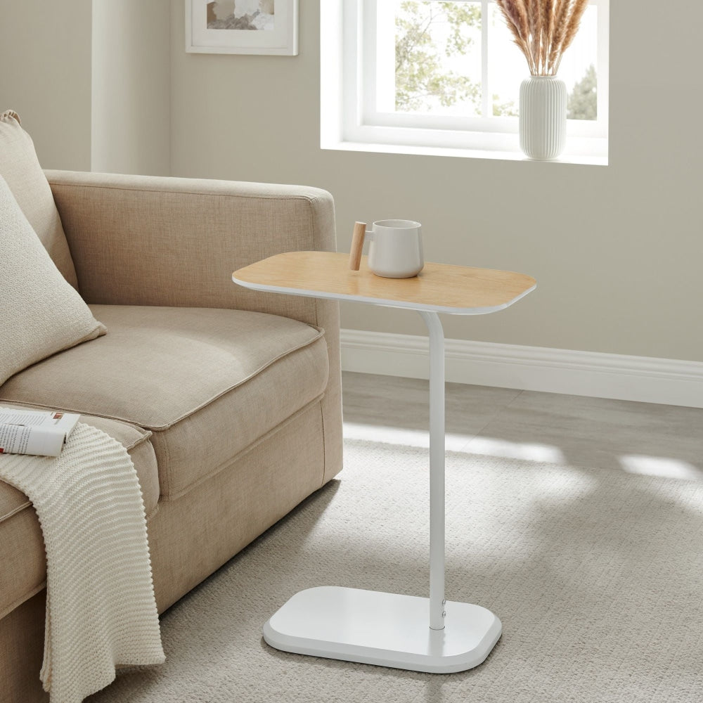 Deanna Modern Wooden Top End Lamp Side Table - White & Light Oak Fast shipping On sale