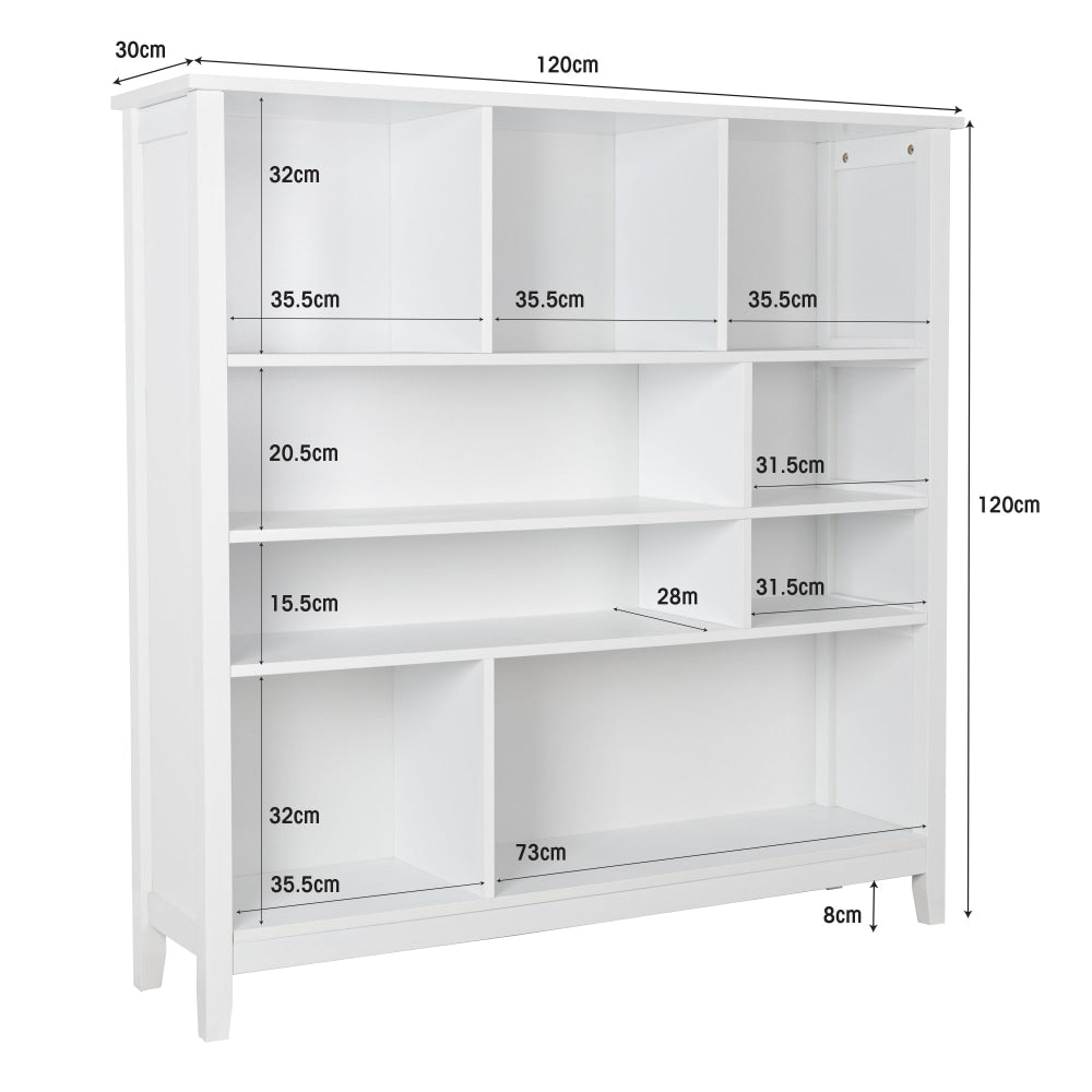 Declan Scandinavian Wooden Low Bookcase Display Shelf Storage Cabinet - White Fast shipping On sale