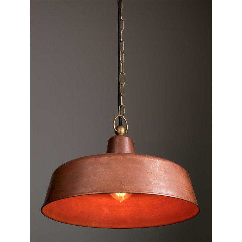 DEKSEL Pendant Lamp Light Interior ES Aged Copper Angled Dome OD400mm x H175mm Fast shipping On sale