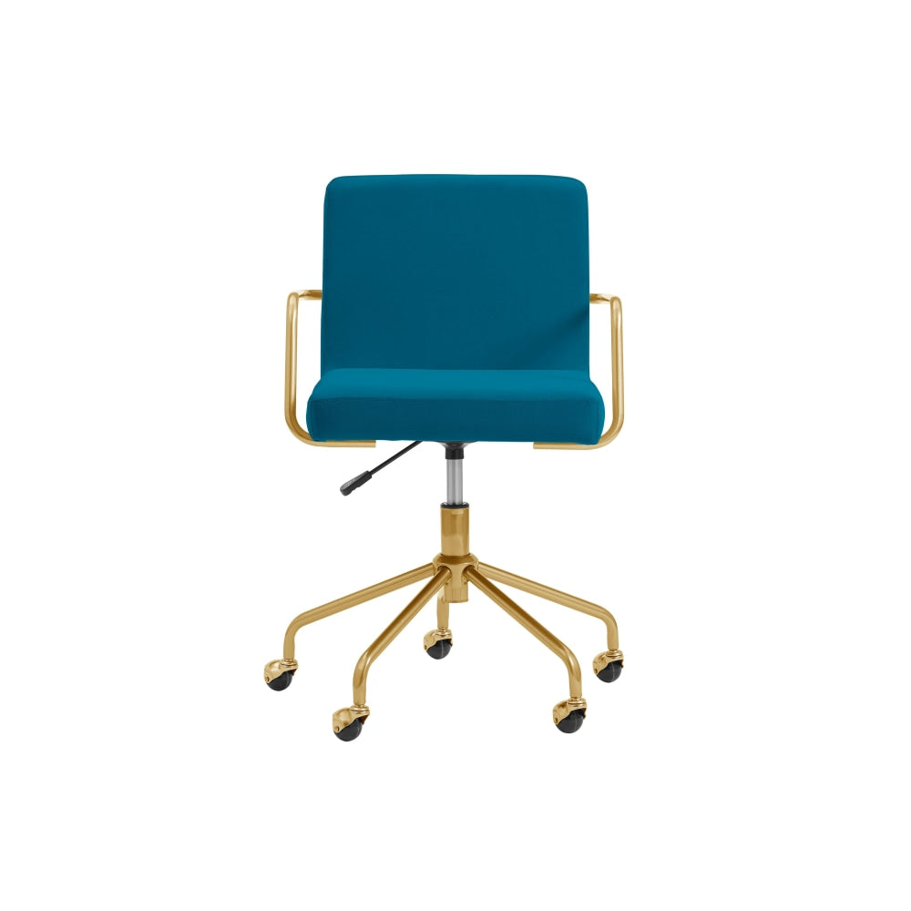 Del Mar Velvet Office Computer Work Task Chair - Teal Fast shipping On sale