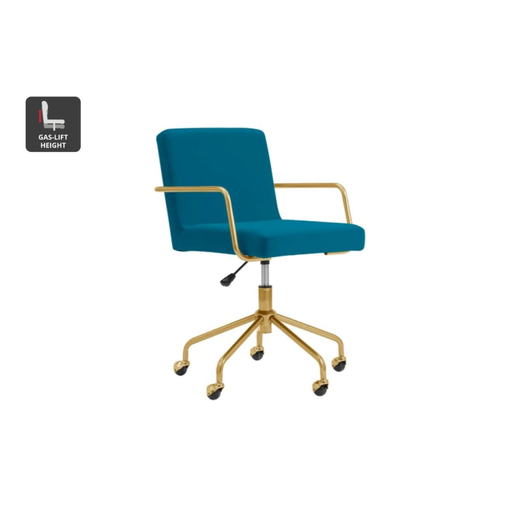 Del Mar Velvet Office Computer Work Task Chair - Teal Fast shipping On sale
