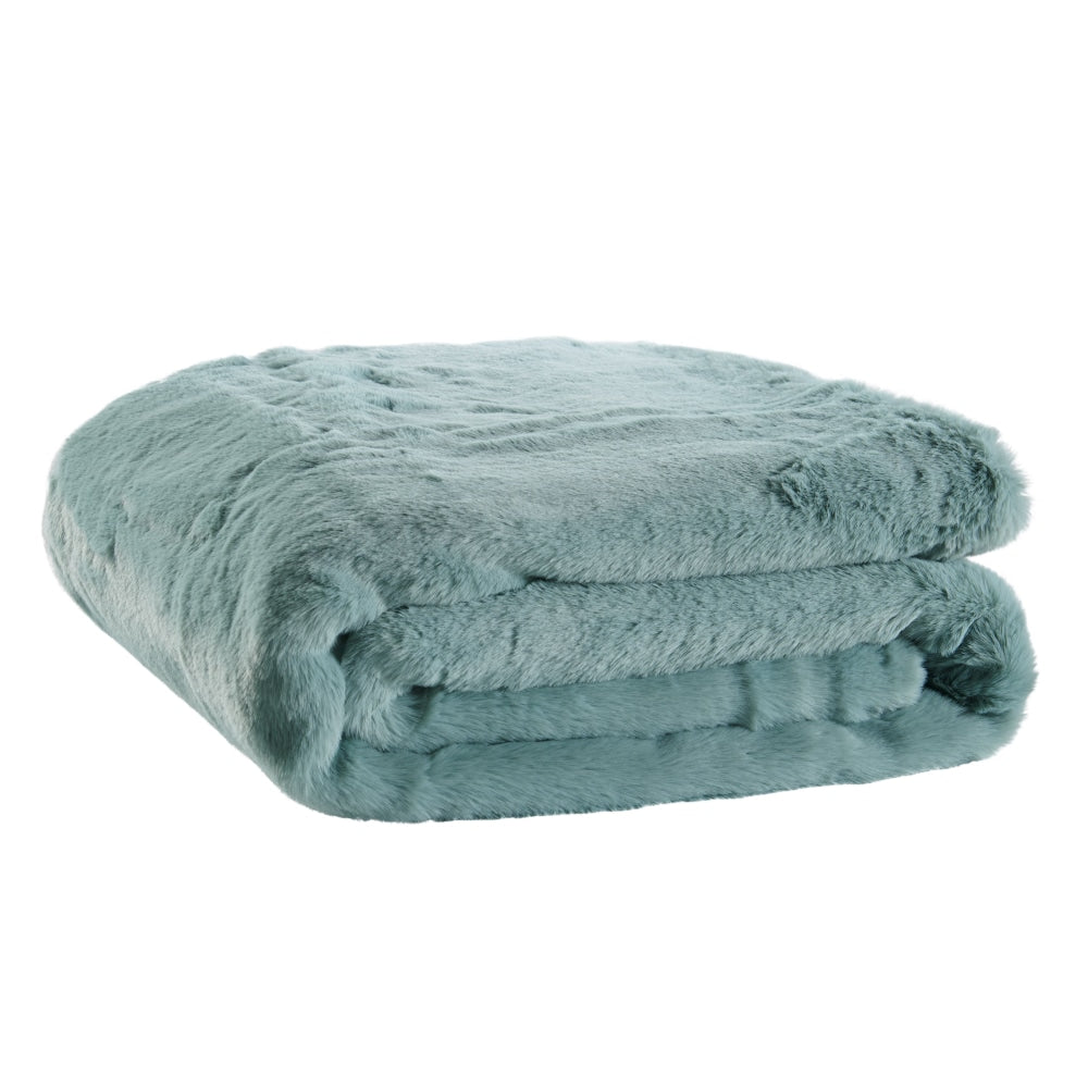 Delmar Faux Fur Throw - Jade 180cm x 200cm Blanket Fast shipping On sale