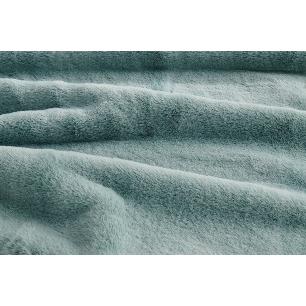 Delmar Faux Fur Throw - Jade 180cm x 200cm Blanket Fast shipping On sale