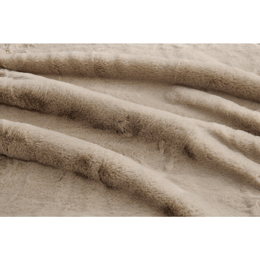 Delmar Faux Fur Throw - Mocha 180cm x 200cm Blanket Fast shipping On sale