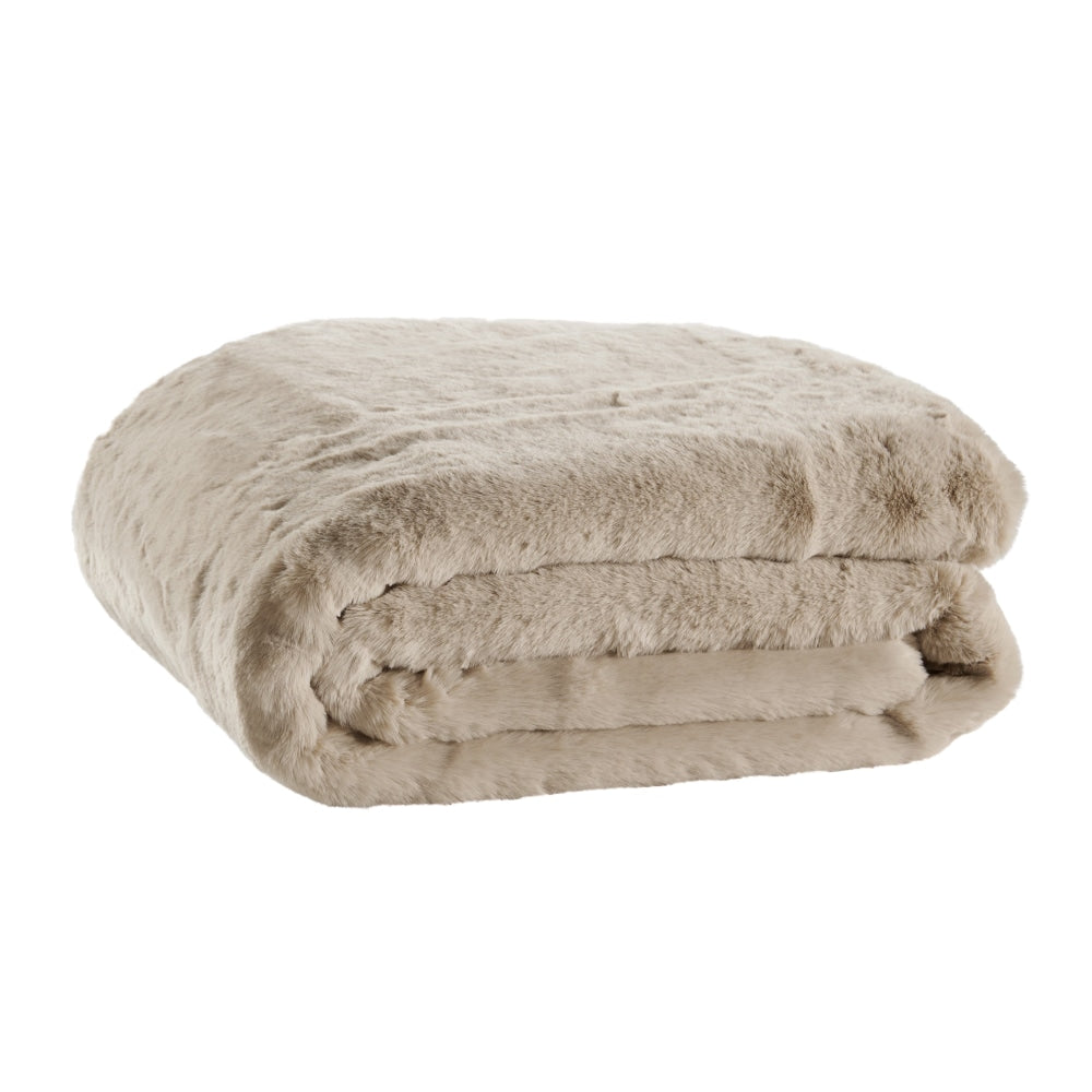 Delmar Faux Fur Throw - Mocha 180cm x 200cm Blanket Fast shipping On sale