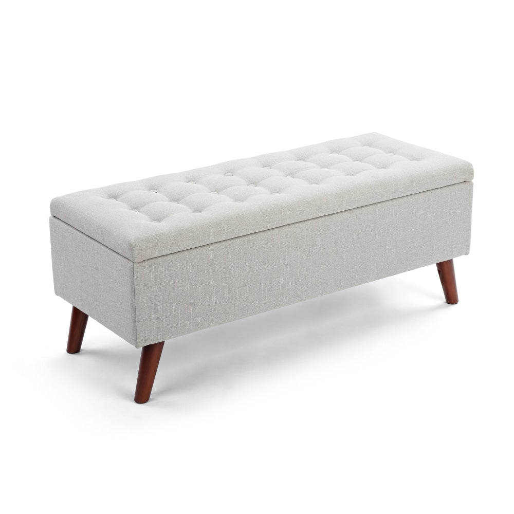 Demi Tufted Fabric Storage Ottoman Bench Foot Stool - Light Beige Fast shipping On sale