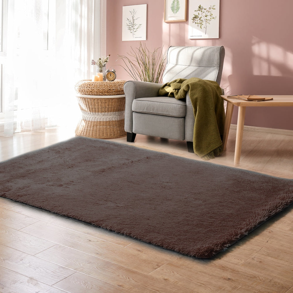 Designer Soft Shag Shaggy Floor Confetti Rug Carpet Home Decor 200x230cm Coffee Fast shipping On sale