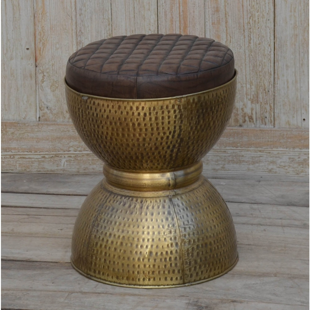 Di Maggio Vintage Rustic Copper Look Drum Foot Stool Ottoman Fast shipping On sale