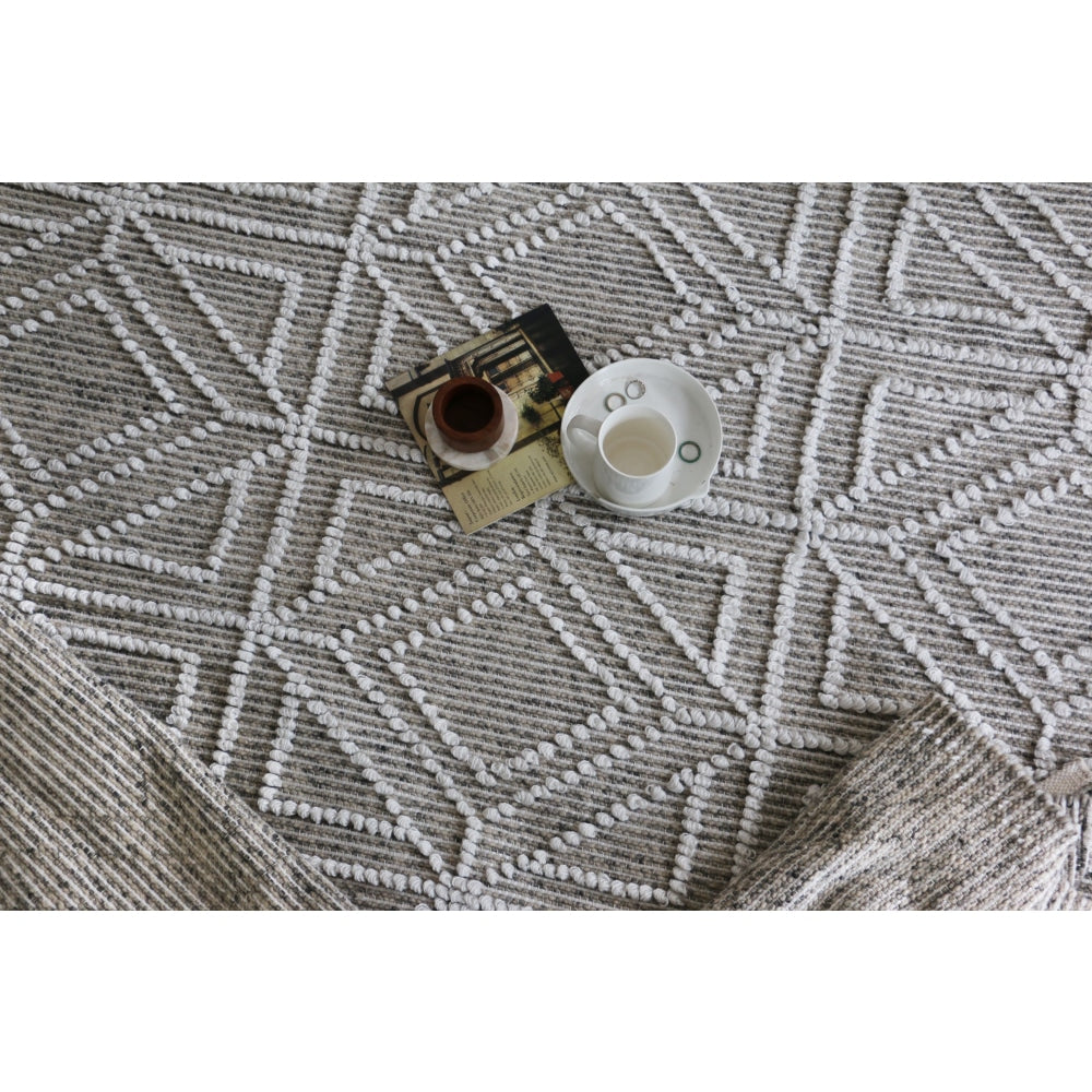 Diamond Hand Woven Wool Blend Hallway Runner - 300cm x 80cm Rug Fast shipping On sale