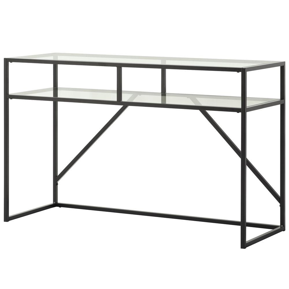 Diego Tempered Glass Console Hall Table Metal Frame - Black Fast shipping On sale