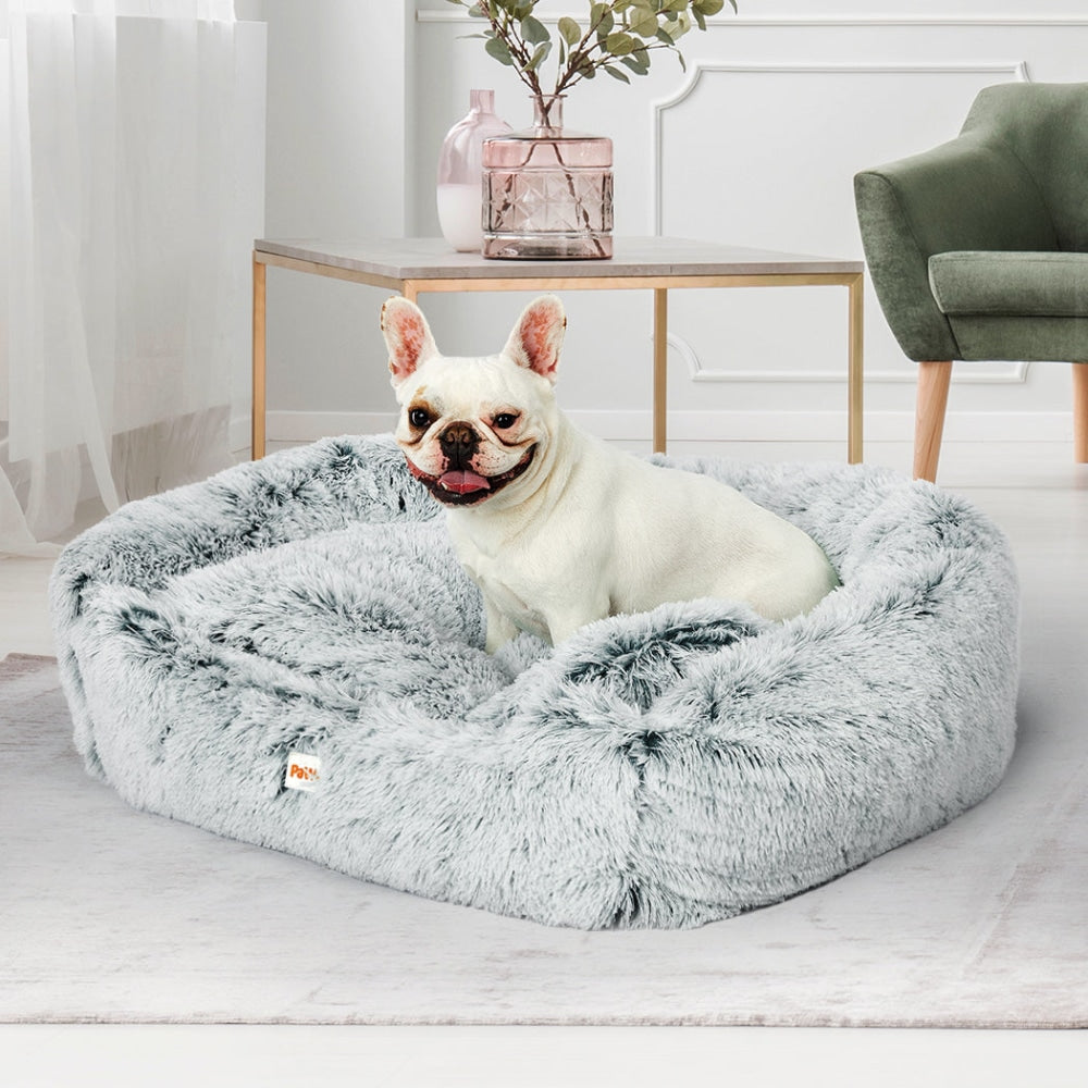 Dog Calming Bed Warm Soft Plush Comfy Sleeping Kennel Cave Memory Foam Charcoal S Cares Fast shipping On sale