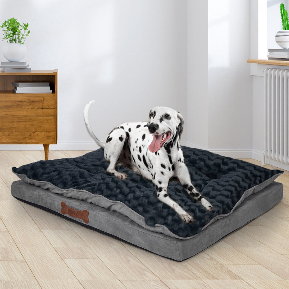 Dog Calming Bed Warm Soft Plush Comfy Sleeping Memory Foam Mattress Dark Grey L Cares Fast shipping On sale