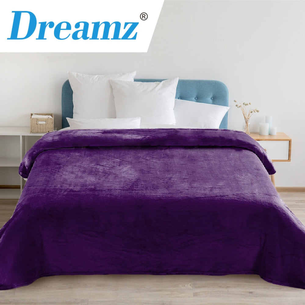 DreamZ 320GSM 220x160cm Ultra Soft Mink Blanket Warm Throw in Aubergine Colour Fast shipping On sale