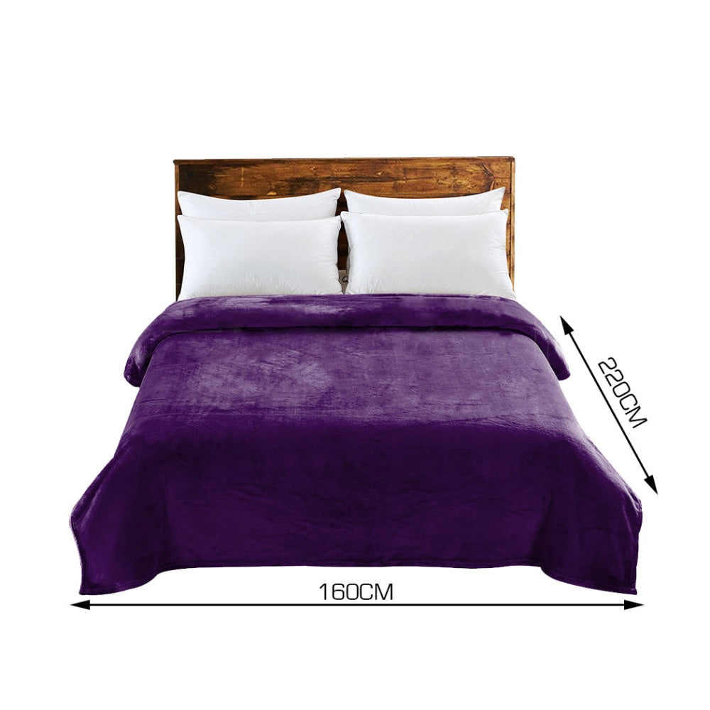 DreamZ 320GSM 220x160cm Ultra Soft Mink Blanket Warm Throw in Aubergine Colour Fast shipping On sale