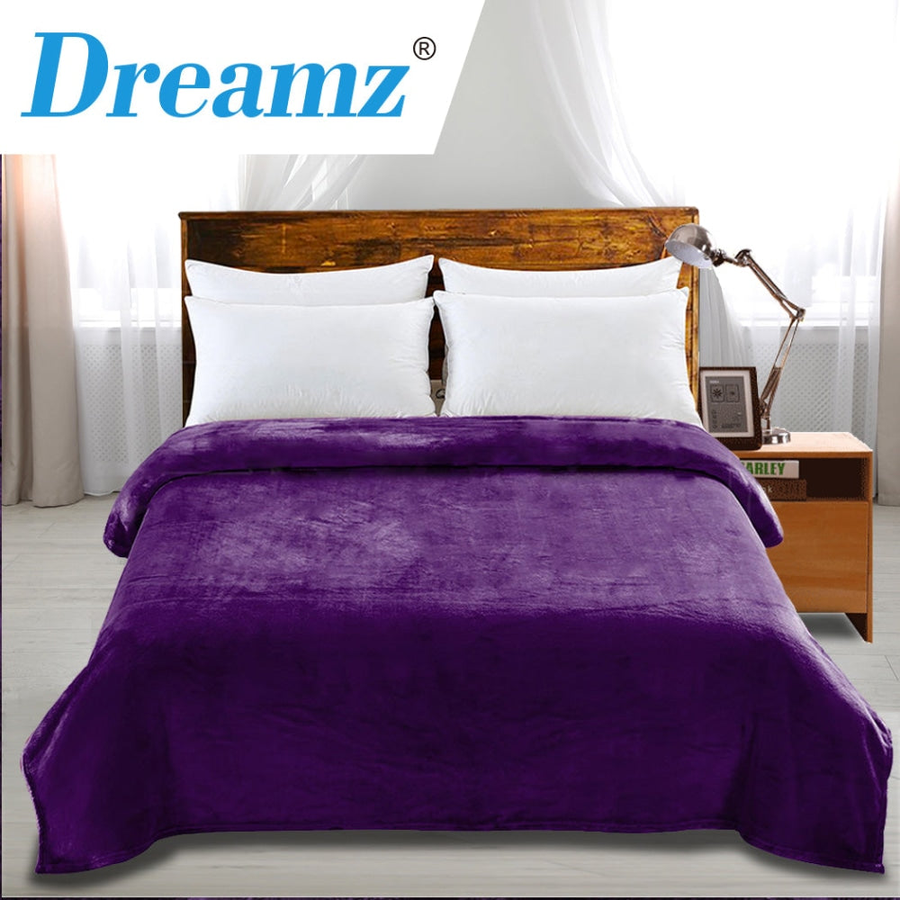 DreamZ 320GSM 220x160cm Ultra Soft Mink Blanket Warm Throw in Aubergine Colour Fast shipping On sale