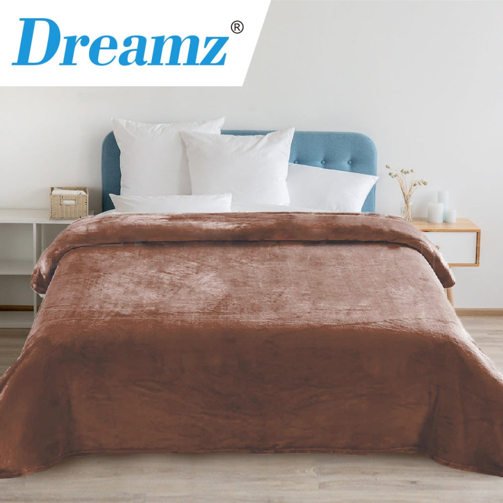 DreamZ 320GSM 220x160cm Ultra Soft Mink Blanket Warm Throw in Colour Fast shipping On sale