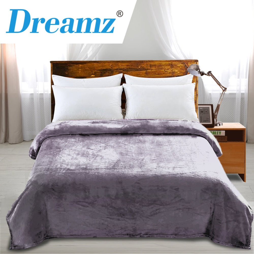 DreamZ 320GSM 220x160cm Ultra Soft Mink Blanket Warm Throw in Silver Colour Fast shipping On sale