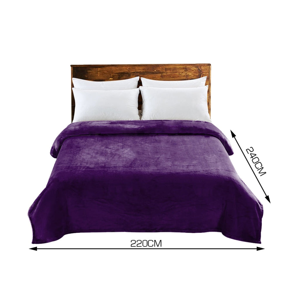 DreamZ 320GSM 220x240cm Ultra Soft Mink Blanket Warm Throw in Aubergine Colour Fast shipping On sale