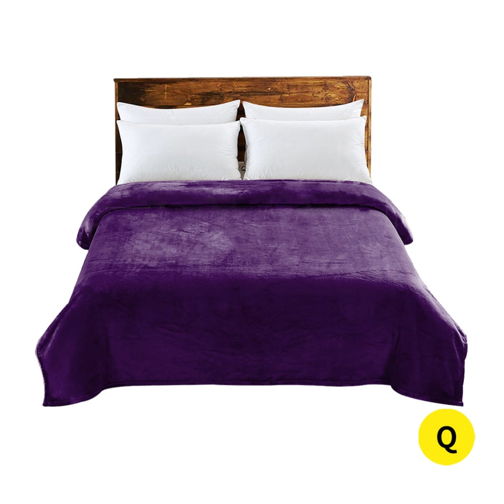 DreamZ 320GSM 220x240cm Ultra Soft Mink Blanket Warm Throw in Aubergine Colour Fast shipping On sale