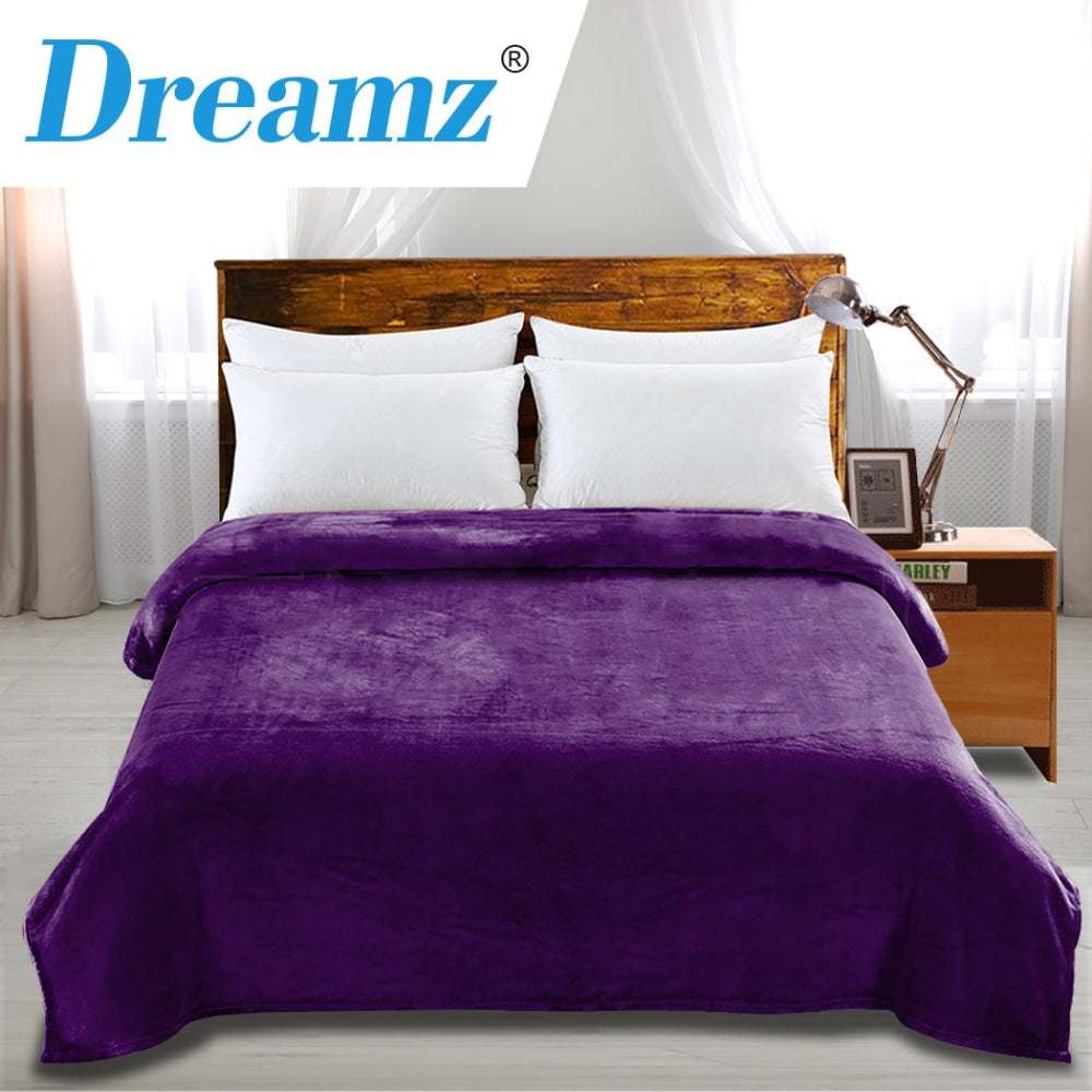 DreamZ 320GSM 220x240cm Ultra Soft Mink Blanket Warm Throw in Aubergine Colour Fast shipping On sale