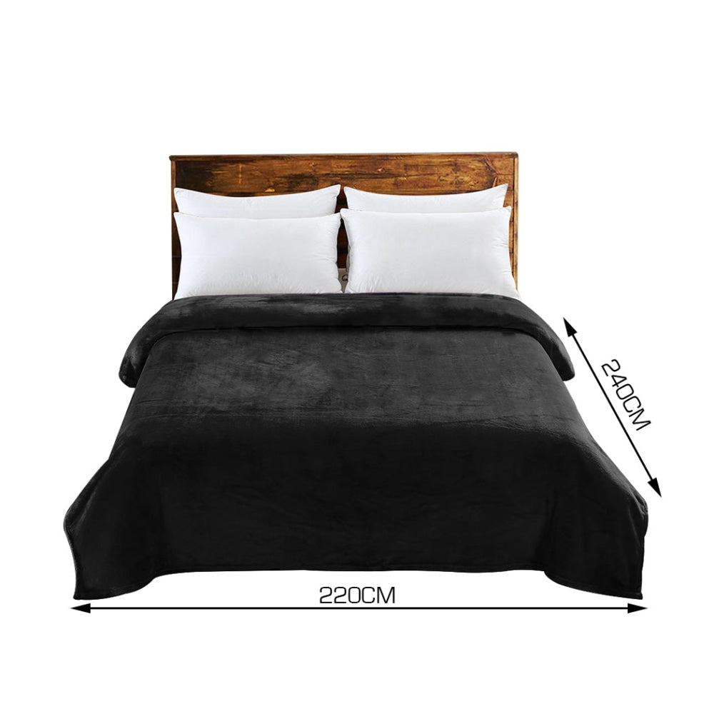 DreamZ 320GSM 220x240cm Ultra Soft Mink Blanket Warm Throw in Black Colour Fast shipping On sale